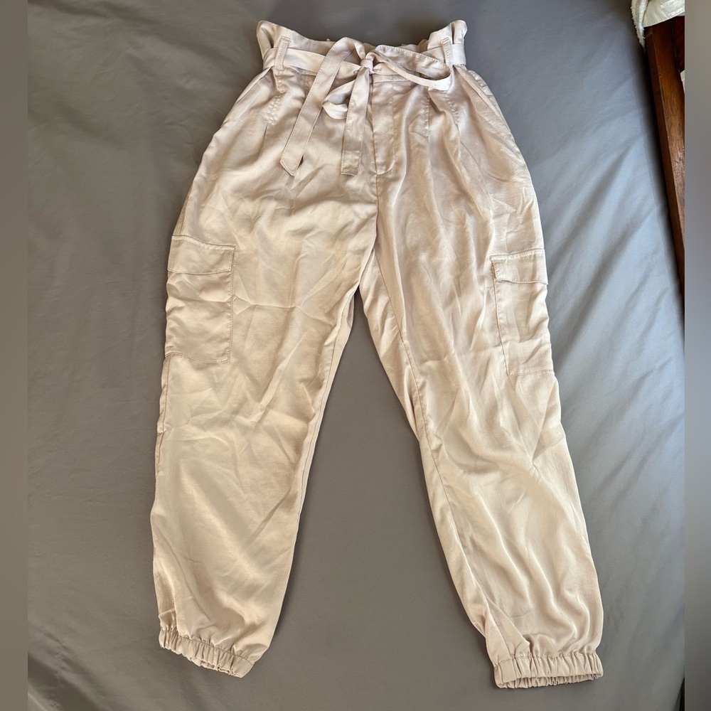 Express Beige Adjustable Pants Size Large Stretchy Utility Jogger Boho